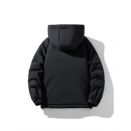 Plus Size Women'S Hooded Fleece Jacket, Casual Style, Non-Stretch Solid Color, Long Sleeve, Regular Length, with Pockets, Woven Fabric Outerwear with Polyester Lining for Winter