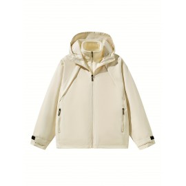 Women's Plus Size 3-in-1 Hooded Windbreaker - Fall/Winter Fashion Jacket with Pockets, Polyester, Long Sleeve, Zip-Up, H-Style