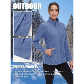 Women's Plus Size Fleece Jacket Full Zip Stand Collar Casual Jacket Autumn And Winter Warm Coat Lightweight Soft Comfort Jacket 2 Zipper Pockets Daily Travel Wear Commute Office To School Home Outdoor Recreation Activities Large Size Fleece Jacket