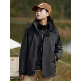 Women's 3-in-1 Winter Outdoor Jacket Set - Waterproof, Windproof & Warm with Detachable Fleece Liner, Hooded for Hiking & Travel