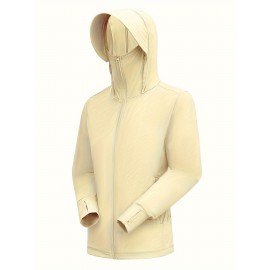 Women's Plus Size Solid Lightweight Hooded Sports Jacket, Spring/Summer, Pockets