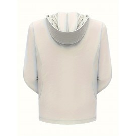 Women's Plus Size Solid Lightweight Hooded Sports Jacket, Spring/Summer, Pockets