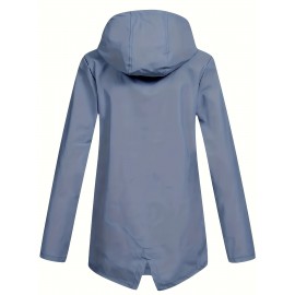 Plus Size Plush Lined Hooded Coat, Warm Long Sleeve Zipper Coat for Winter, Casual Women's Clothing