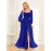 Women's Elegant Long-Sleeved Dress - Solid Color, Multi-Wear, One-Shoulder, High Slit, Tie, Fully Lined, Sequined Chiffon, Perfect for Wedding, Party, Cocktail Events